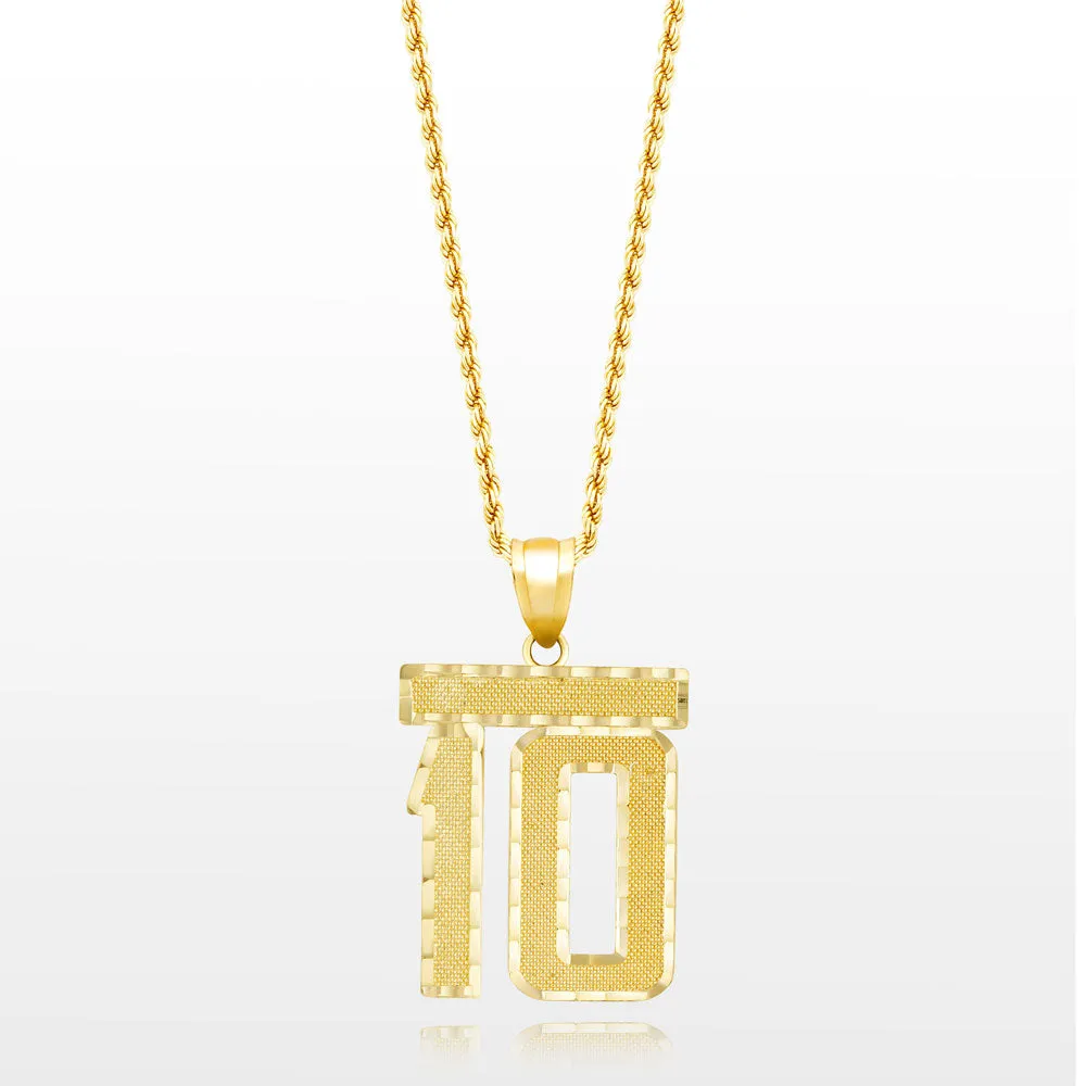 10k Solid Gold Jersey Number Pendant