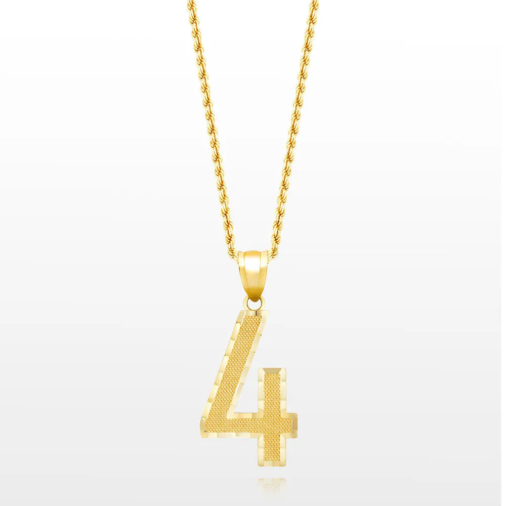 10k Solid Gold Jersey Number Pendant