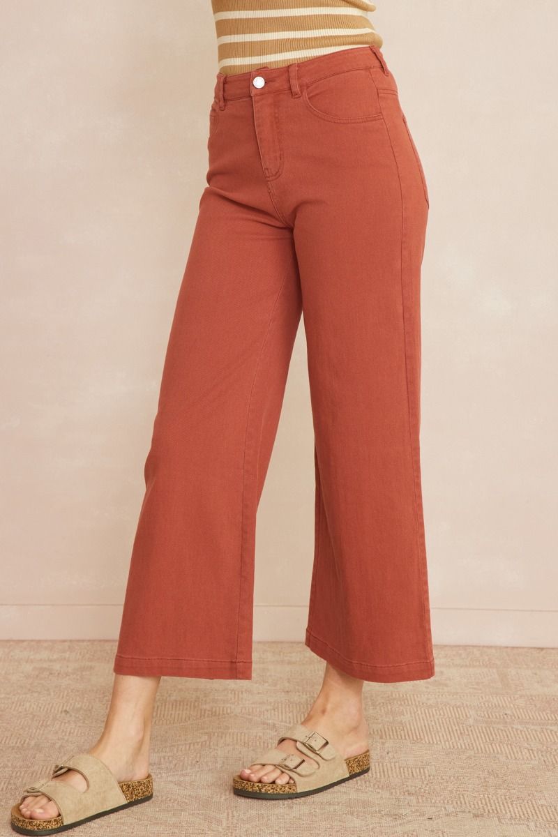 Acid Washed High Waisted Wide Leg Pants