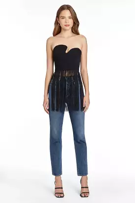 Amanda Uprichard - Strapless Puzzle Top With Fringe - Black