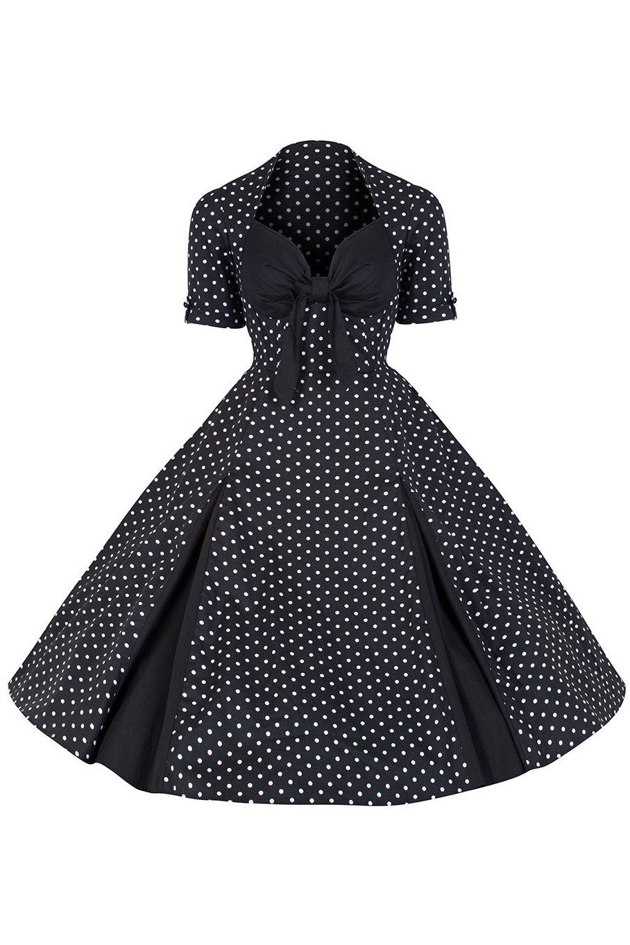 Black and White Polka Dot Retro 50s Swing Dress