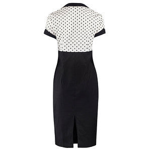 Black and White Polka Dot Top Retro 50s Pencil Dress