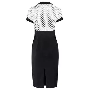 Black and White Polka Dot Top Retro 50s Pencil Dress