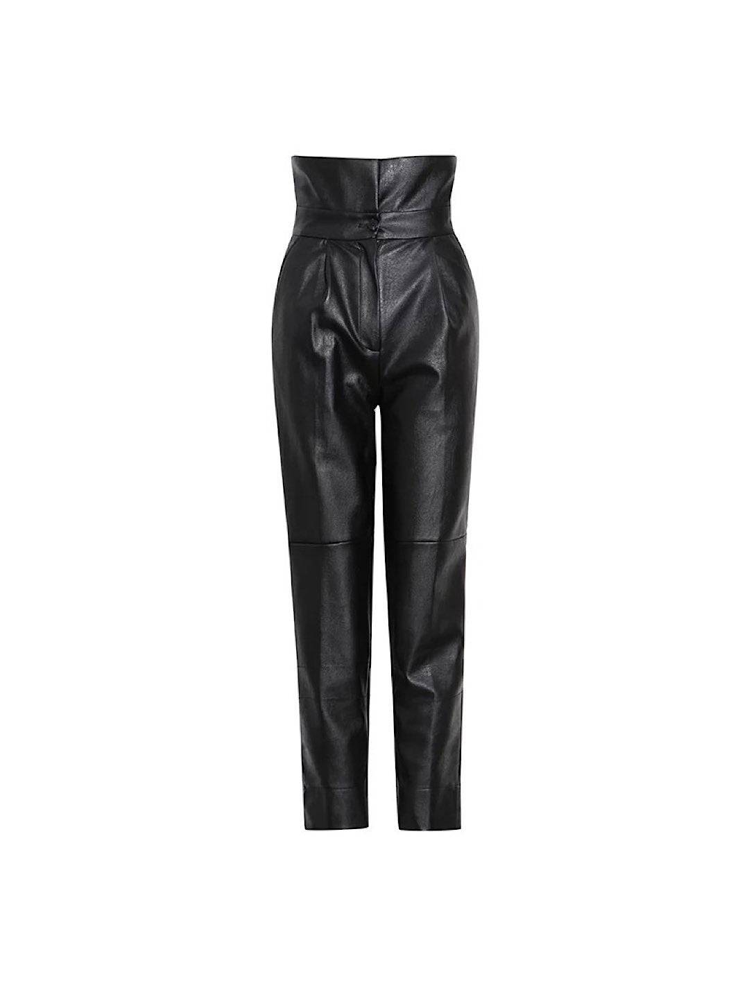 Black Faux Leather High Waisted Trousers