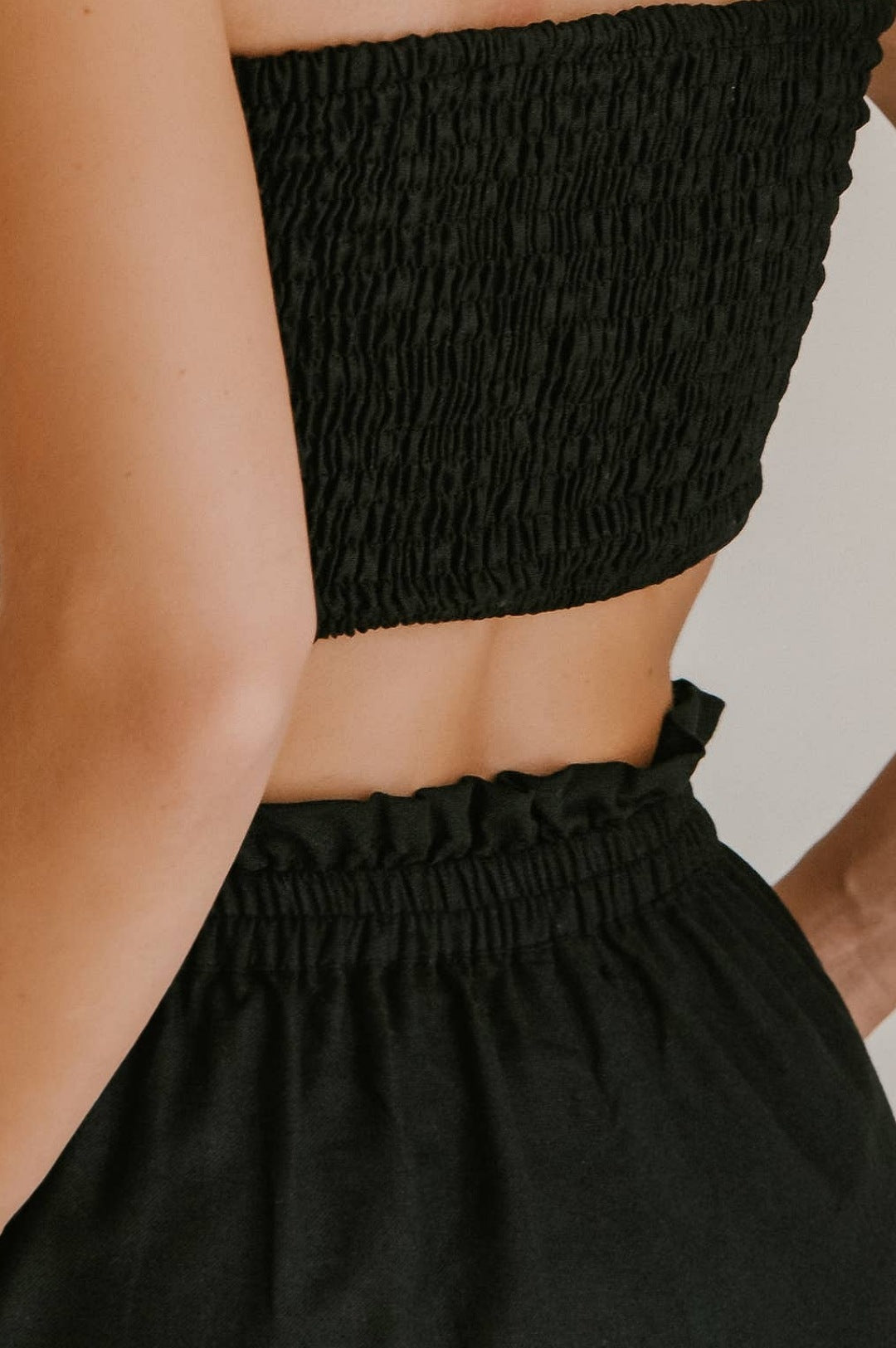 Black Linen Strapless Tube Top