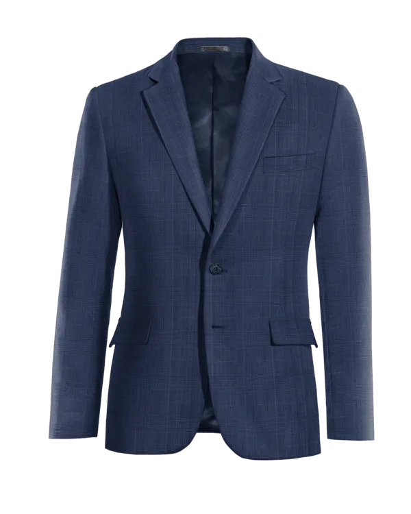  Blazer azul de Lana pura príncipe de gales premium