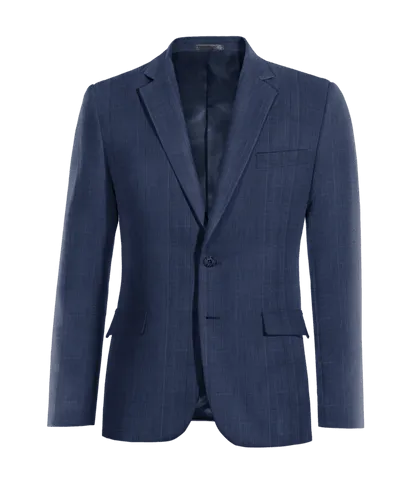  Blazer azul de Lana pura príncipe de gales premium