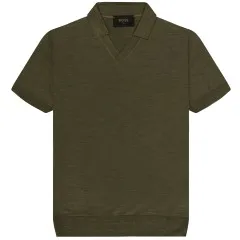 BOSS L-Tesoro Silk Knitted Polo Green