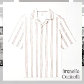 BRUNELLO CUCINELLI  |Linen Short Sleeves Shirts