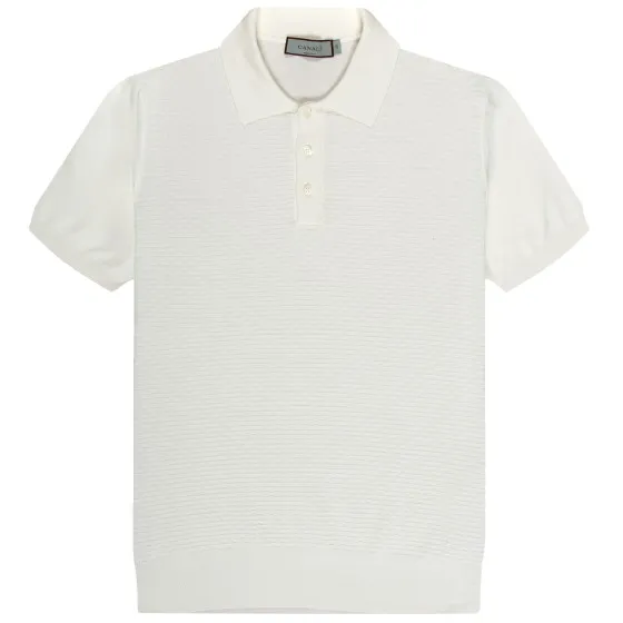 Canali Textured Knitted Polo White