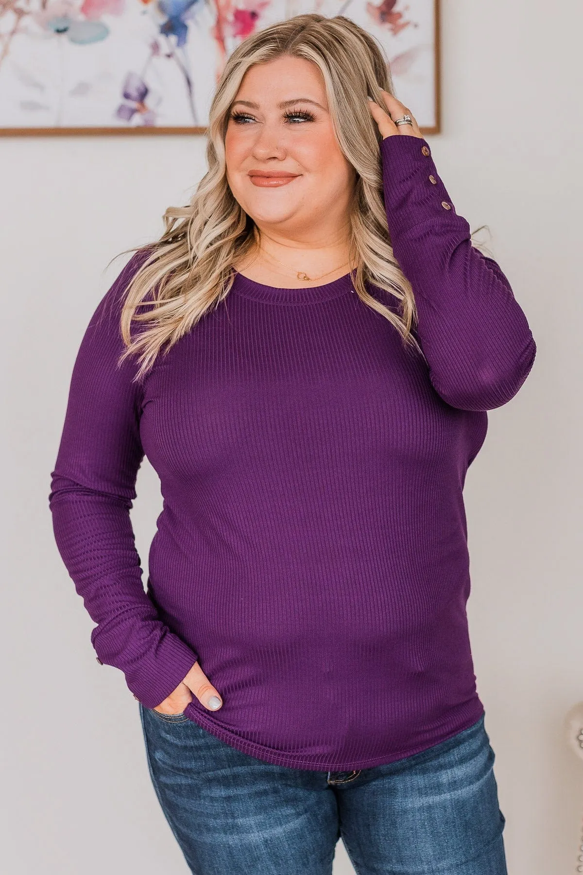 Caught Up In Love Knit Top- Dark Purple