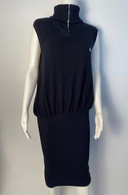 Chanel 08C 2008 Cruise Coco Line Black Sleeveless Ribbed Blouson Dress FR 38 US 6