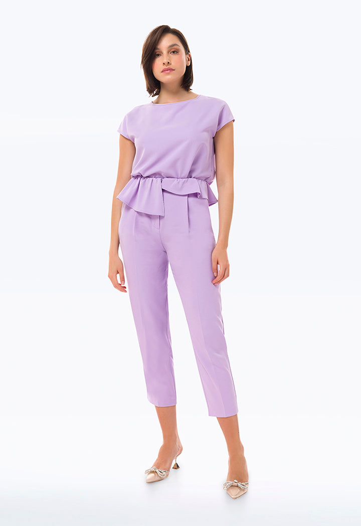 Circular Flap Waist Solid Trouser