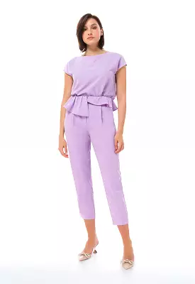 Circular Flap Waist Solid Trouser