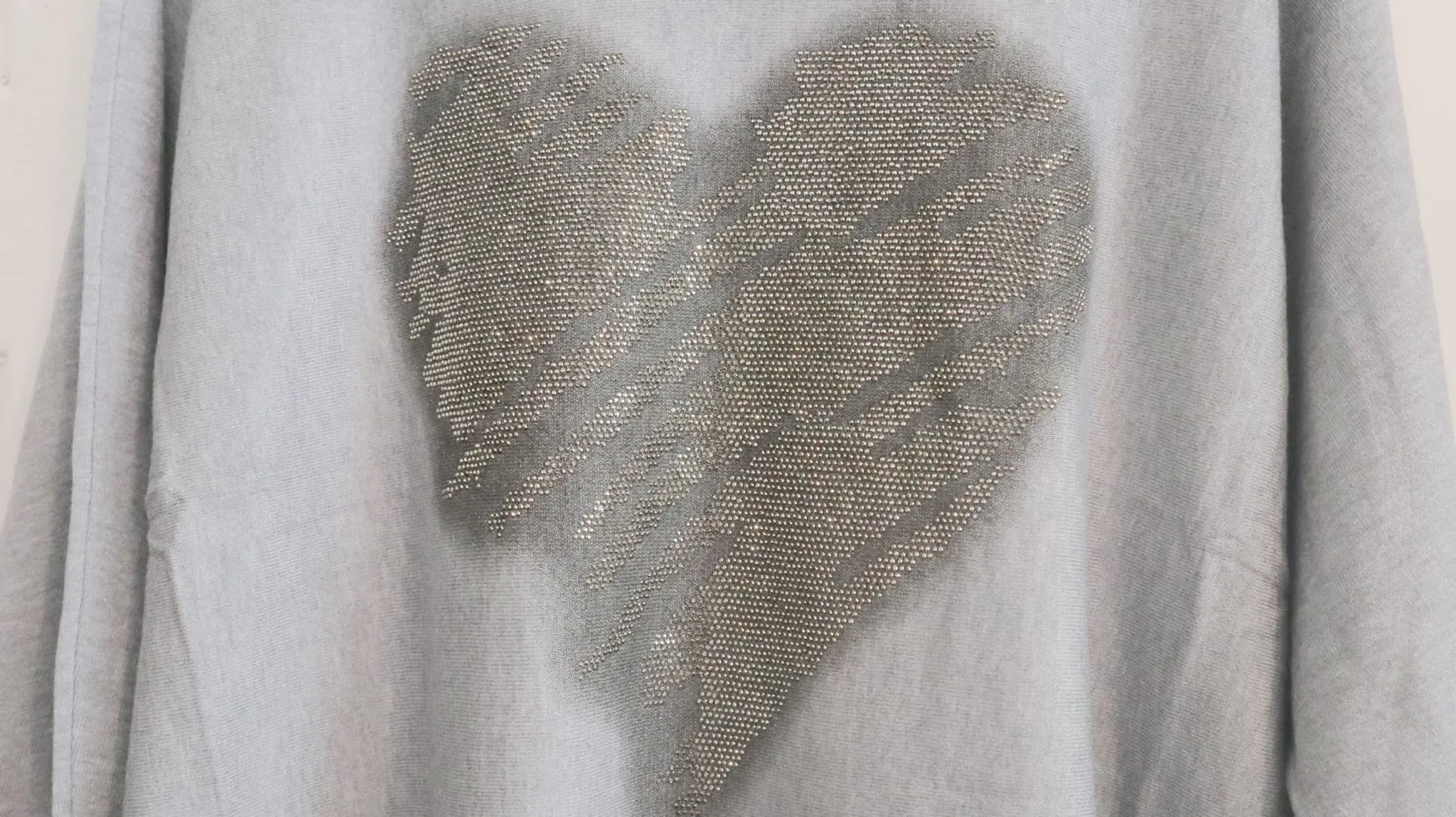 Clarissa - Gray Sparkling Heart Knitted Jumper