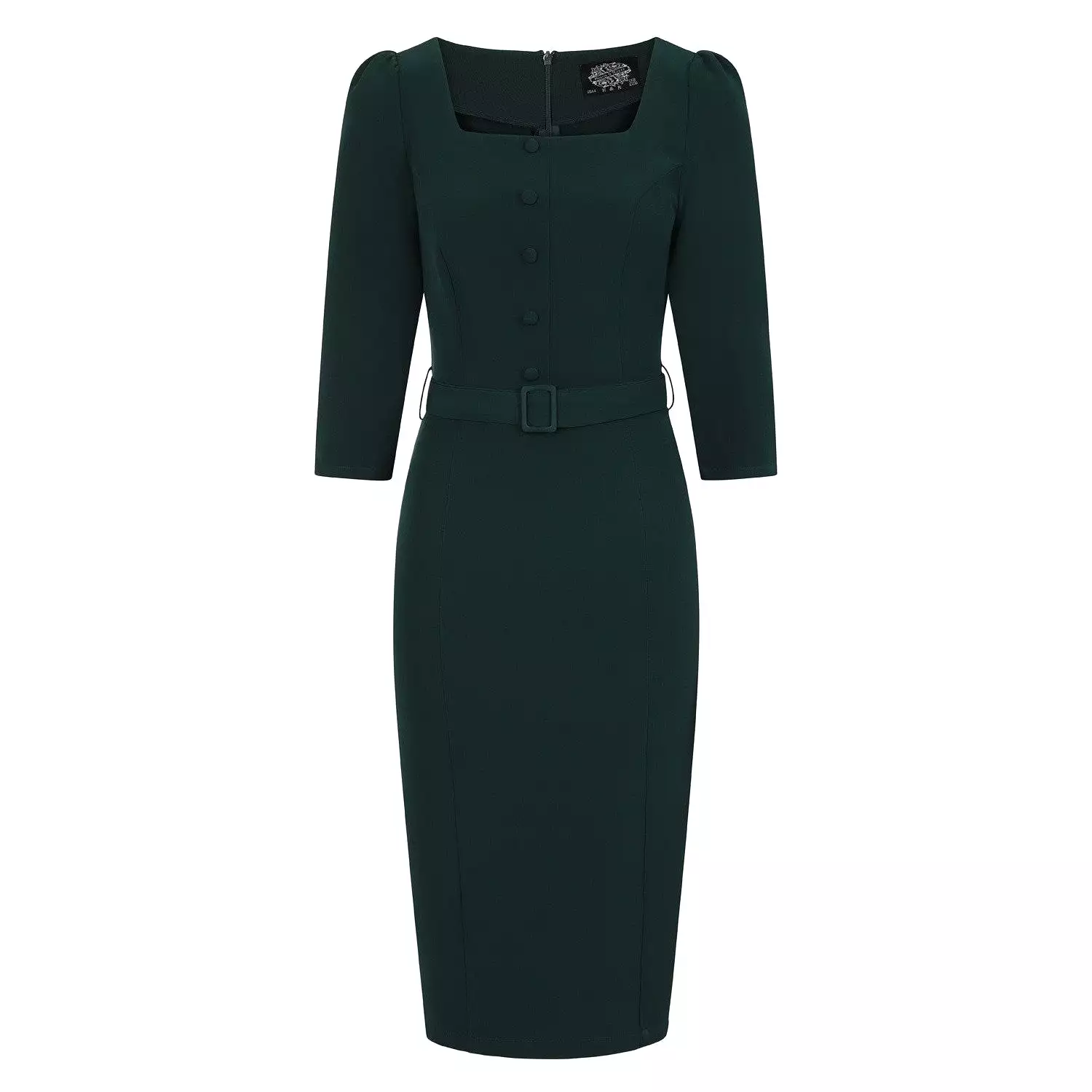 Classic Green Belted 50s Wiggle Pencil Dress