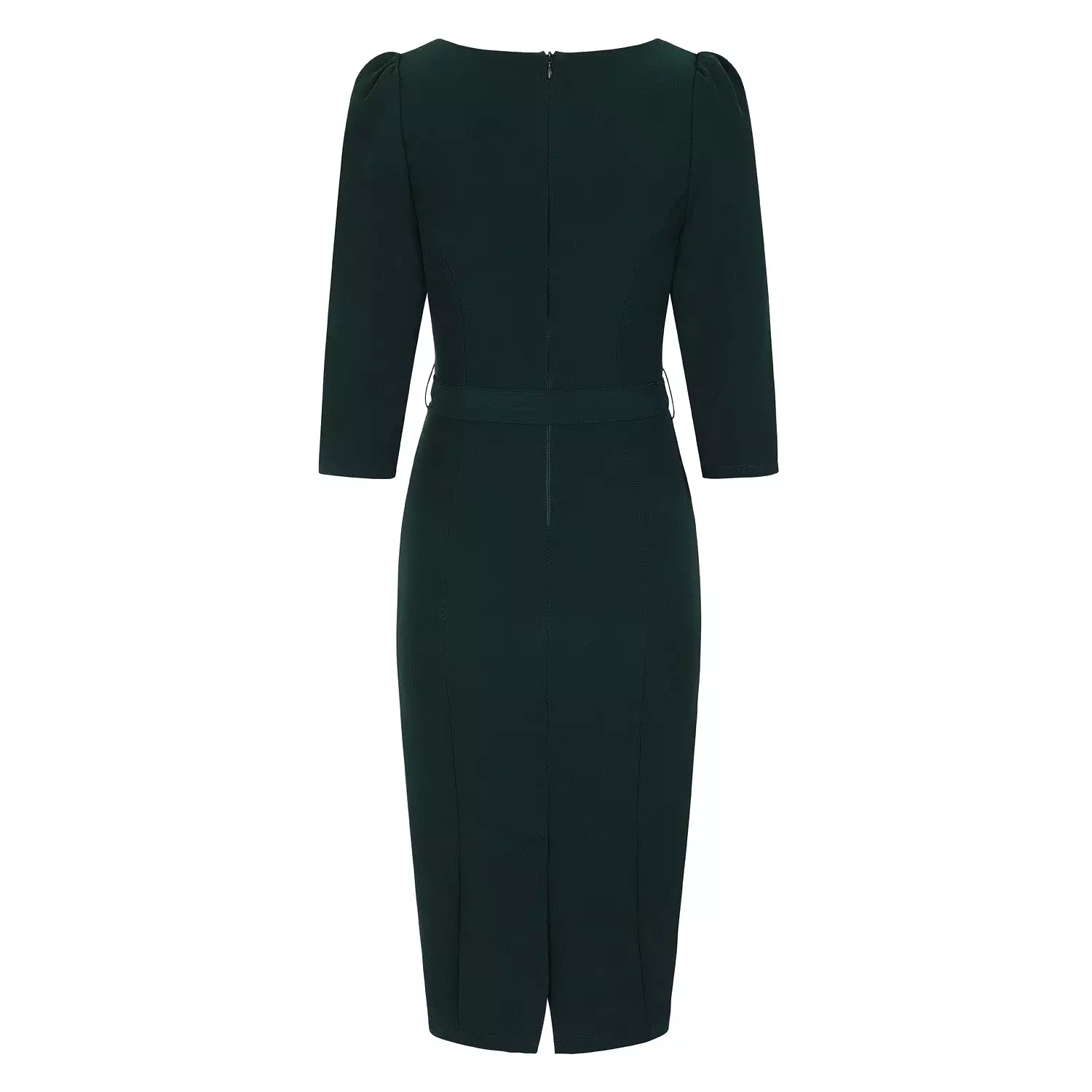 Classic Green Belted 50s Wiggle Pencil Dress