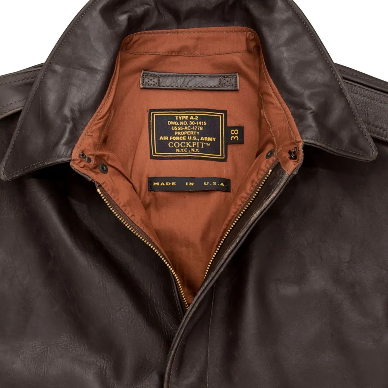 Cockpit USA 40th Anniversary A-2 Flight Jacket Brown USA Made