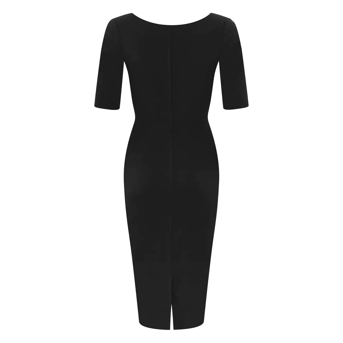 Collectif Black Half Sleeve Sweetheart Neckline Wiggle Pencil Dress