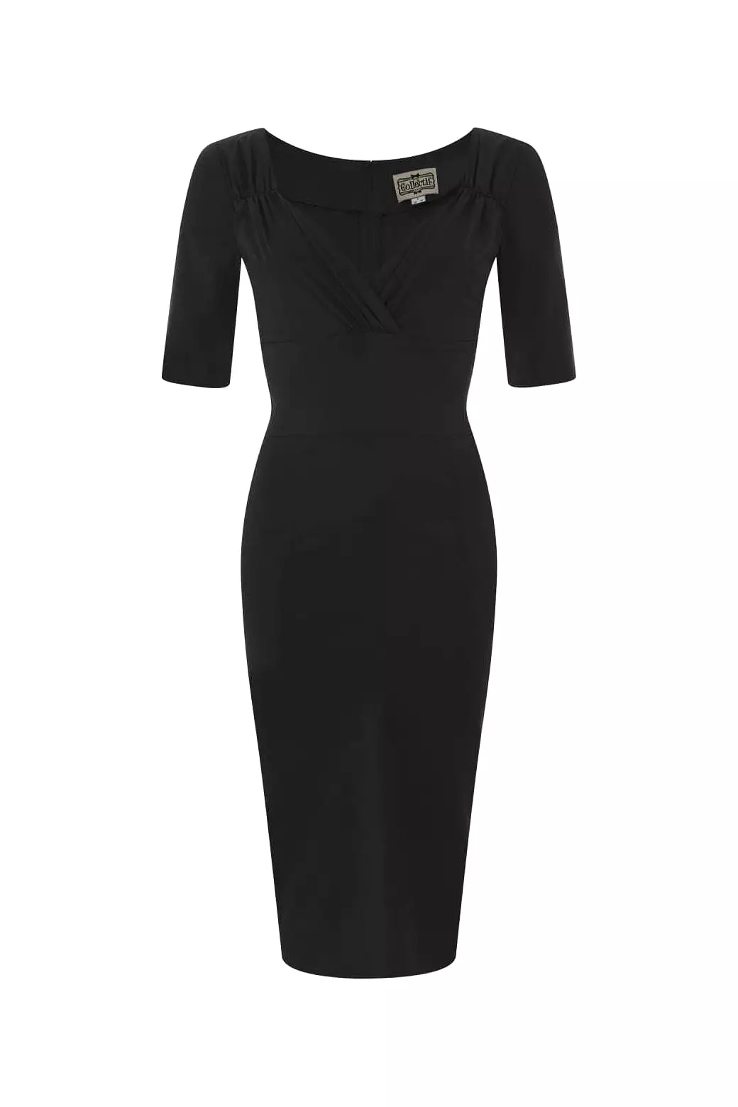 Collectif Black Half Sleeve Sweetheart Neckline Wiggle Pencil Dress