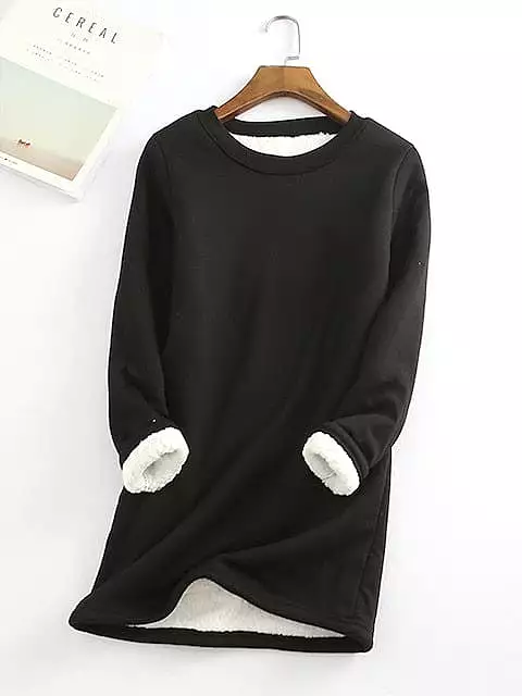 Cozy Women's Sherpa Fleece Lined Winter Sweatshirt Dress