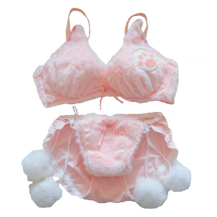 Cute Cat Strapless Gather Bra Set BY0321