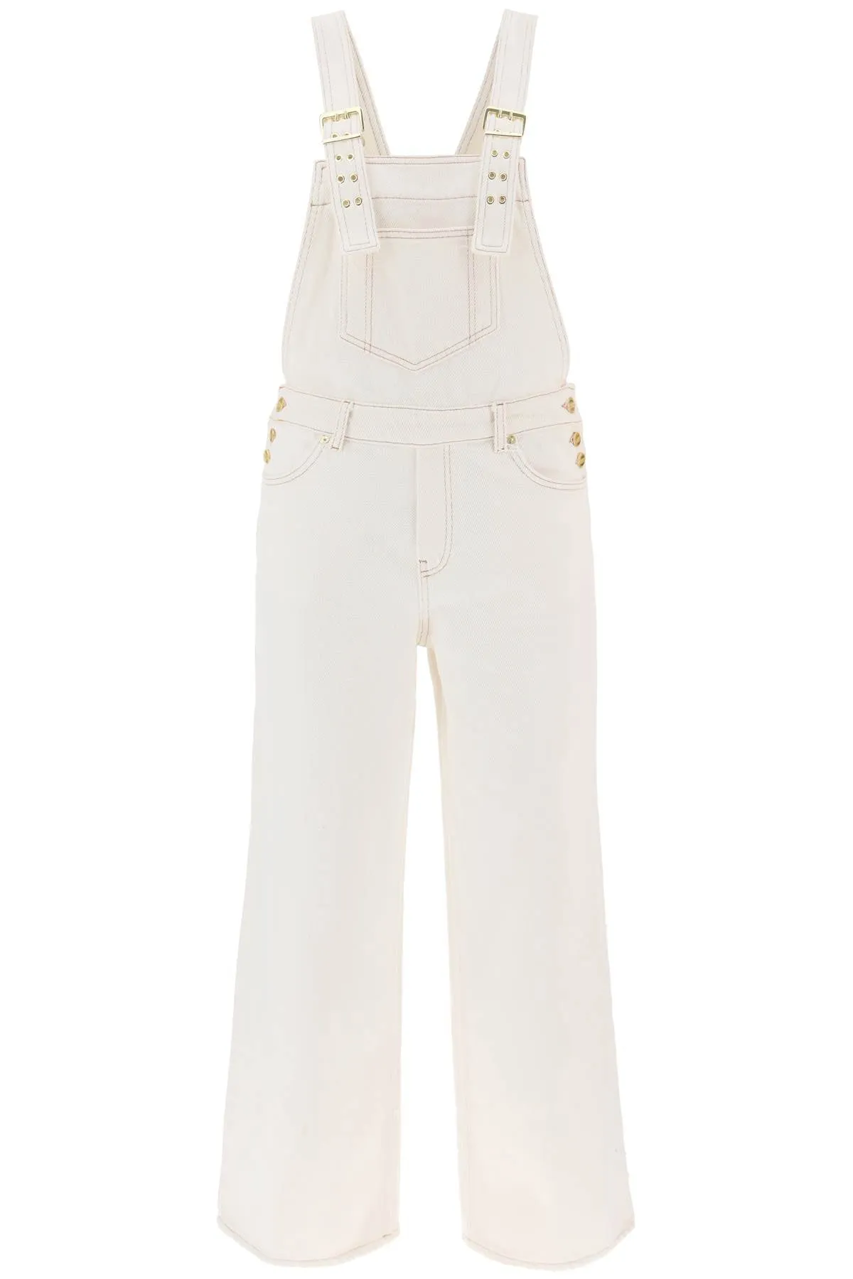 denim overall jumpsuit J1430 EGRET