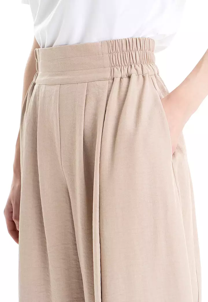 Double Pleated Solid Wide Leg Trouser