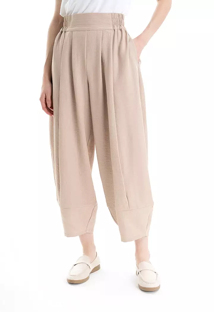 Double Pleated Solid Wide Leg Trouser