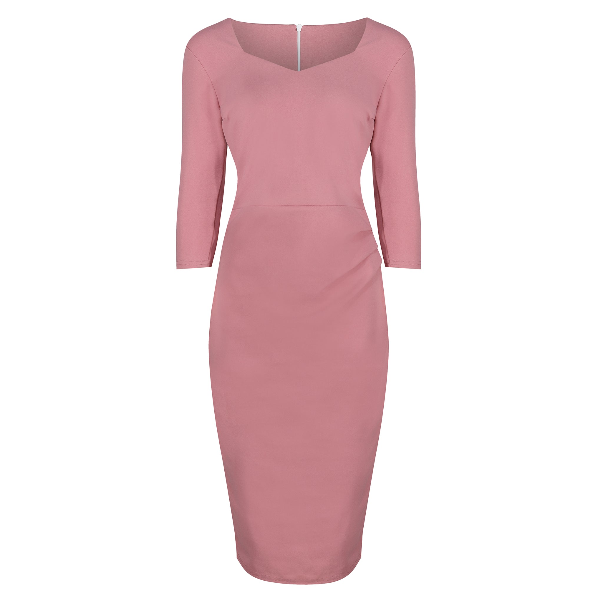 Dusky Pink 1940's Vintage 3/4 Sleeve Bodycon Pencil Dress