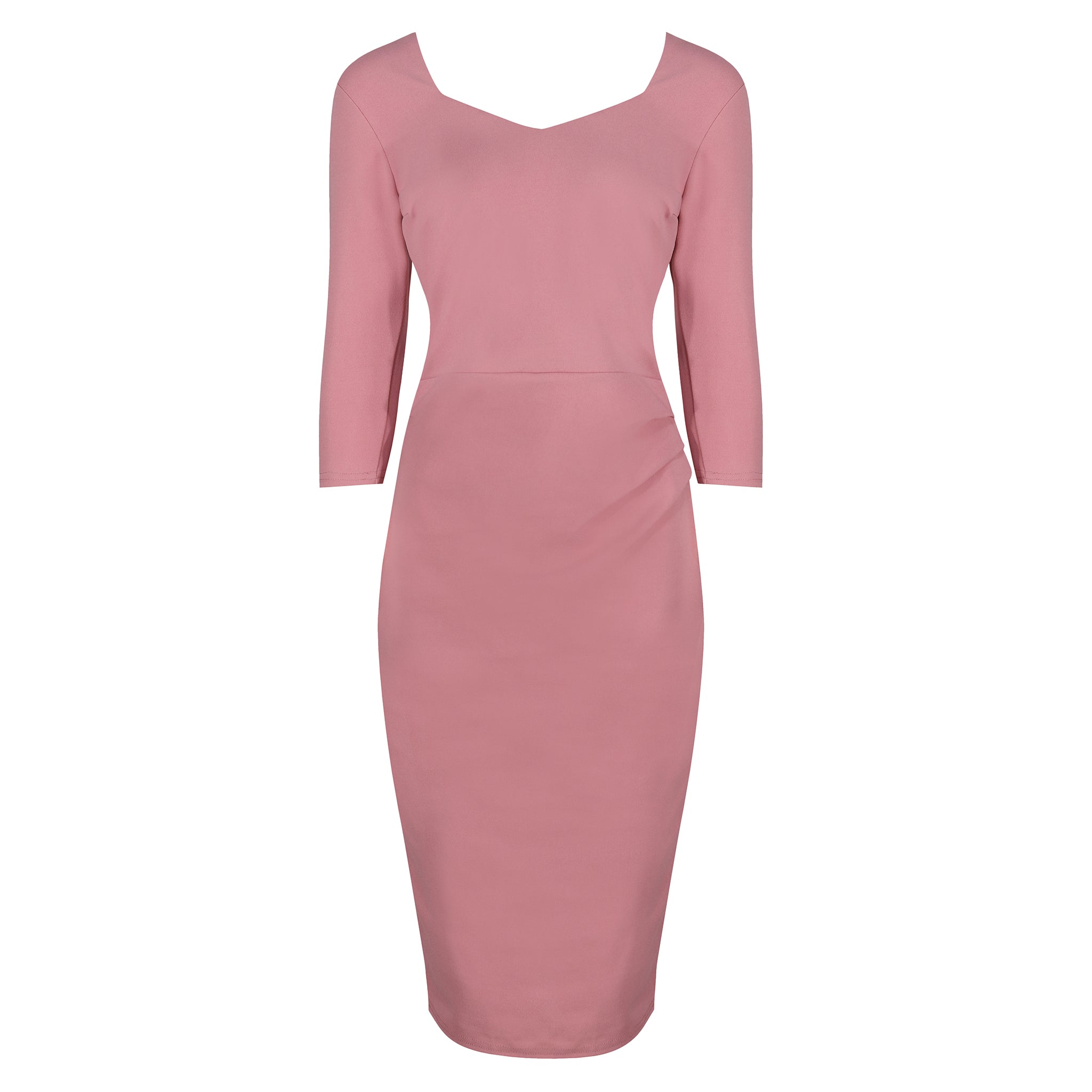 Dusky Pink 1940's Vintage 3/4 Sleeve Bodycon Pencil Dress