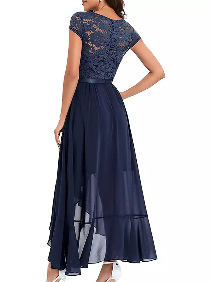 Elegant Lace V-Neck Women's Party Dress in Multiple Colors and Sizes