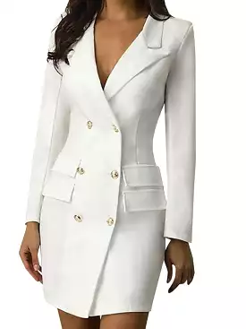 Elegant Women's Professional Black and White Blazer Dress