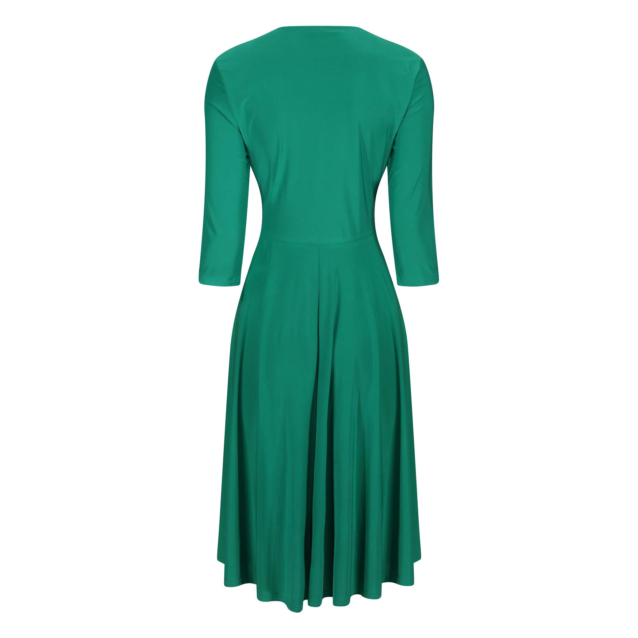 Emerald Green Crossover 3/4 Sleeve Rockabilly 50s Swing Dress