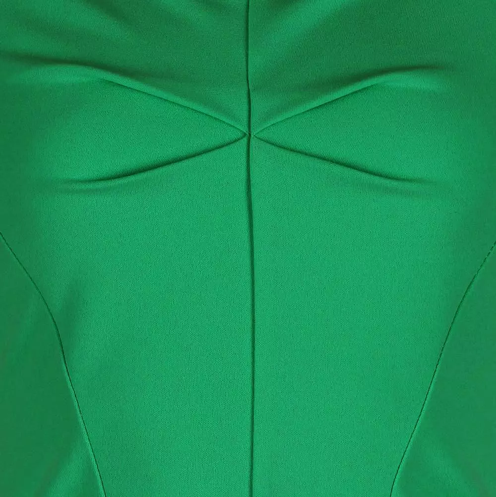 Emerald Green Notch Neck Cap Sleeve Bodycon Pencil Dress