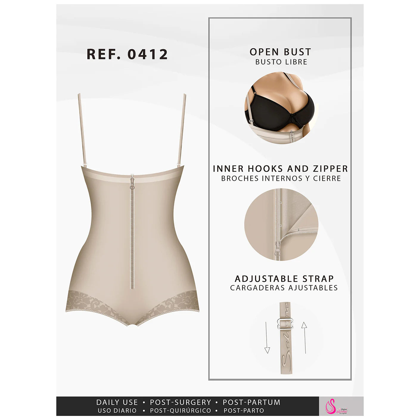 FAJAS SALOME 0412 | STRAPLESS BUTT LIFTING SHAPEWEAR GIRDLE FOR DRESSES | DAILY USE BODY SHAPER