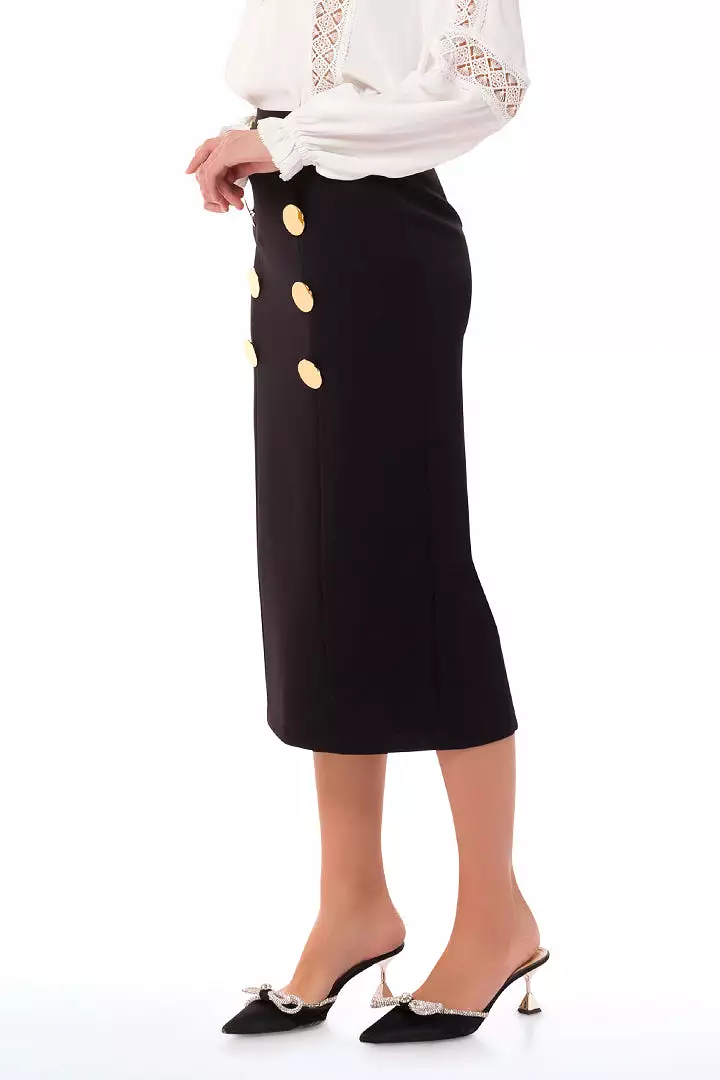 Formal Midi Skirt With Button Details