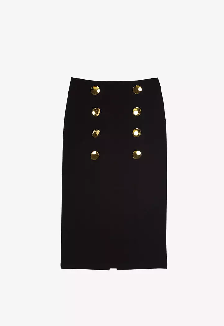 Formal Midi Skirt With Button Details