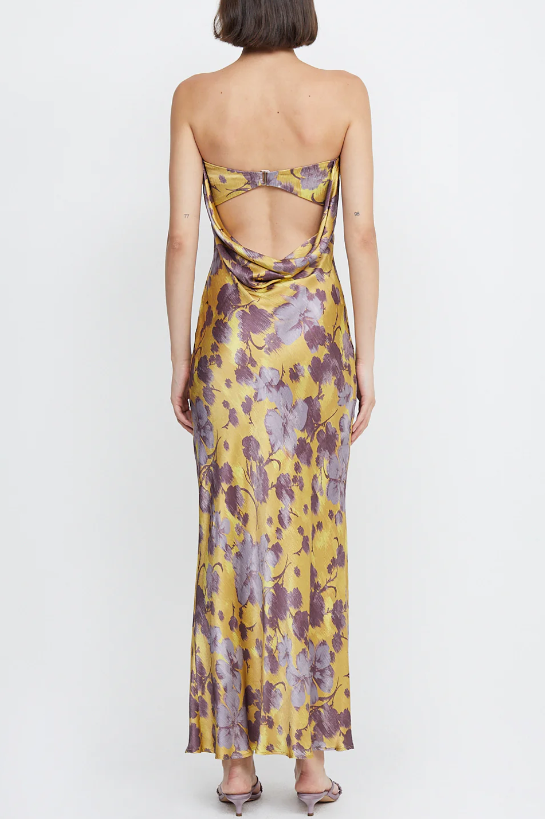 Golden Violet Moondance Strapless Gown