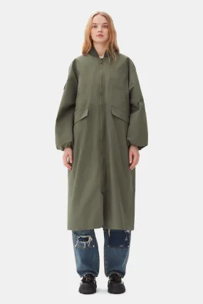 Green Tech Seersucker Oversized Shell Coat