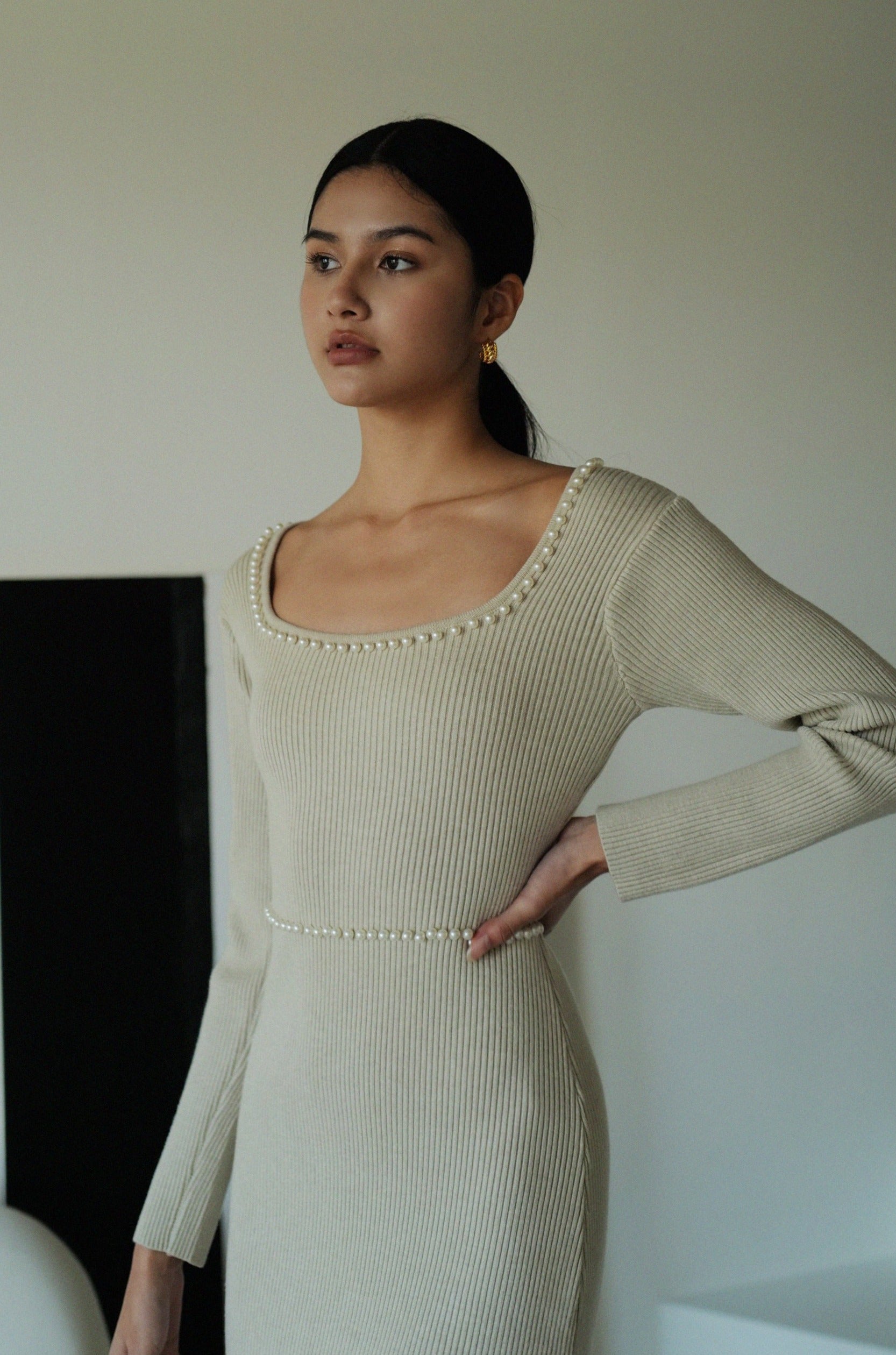 Hands to myself pearl knit dress