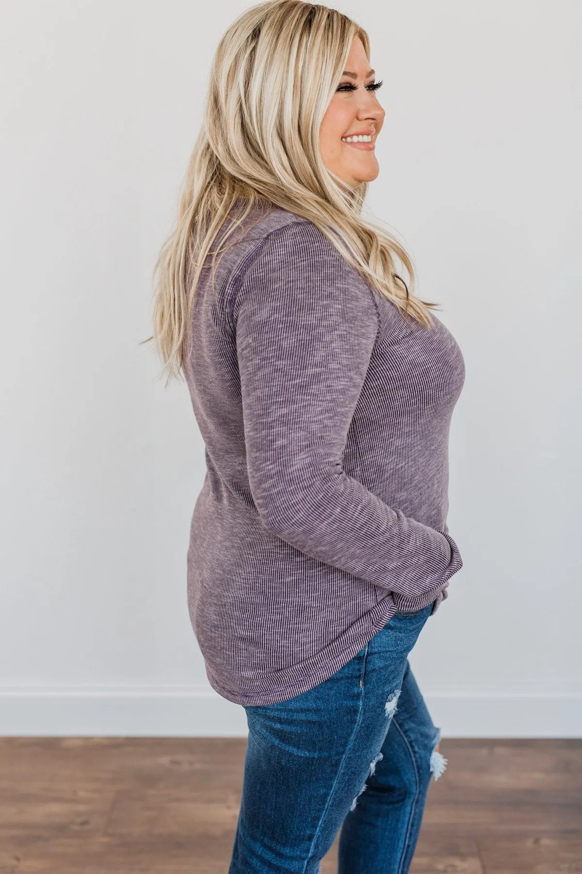 Harvest Happenings Knit Pocket Top- Eggplant