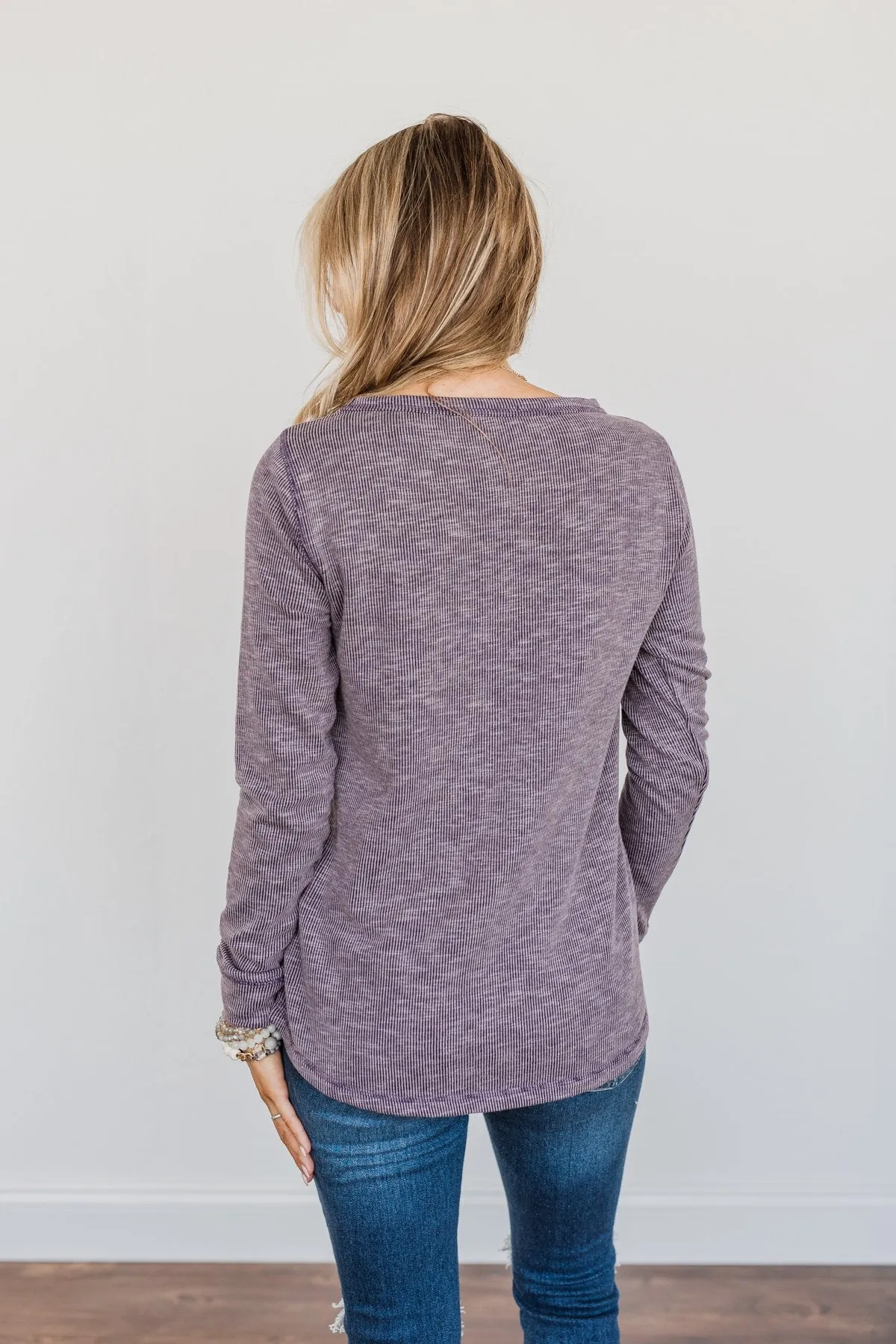 Harvest Happenings Knit Pocket Top- Eggplant