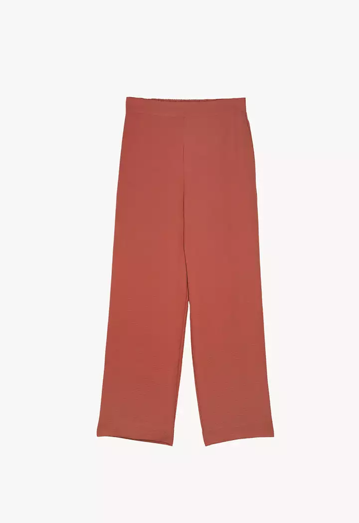 High Rise Textured Straight Leg Trouser