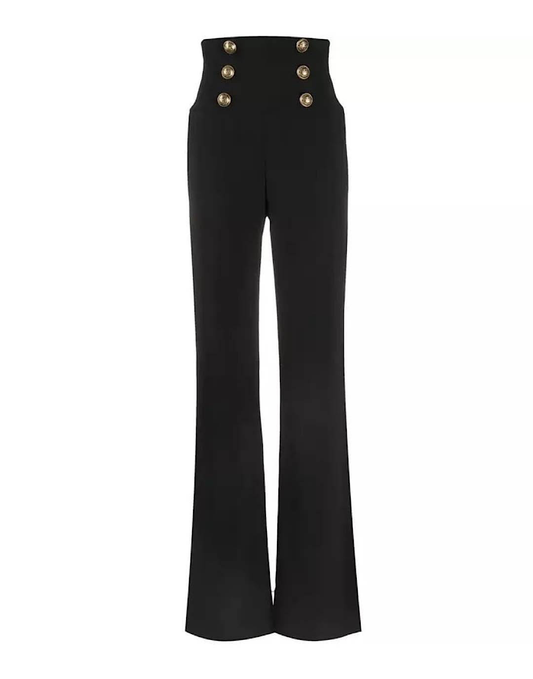 High Waisted Gold Button Flared Pants