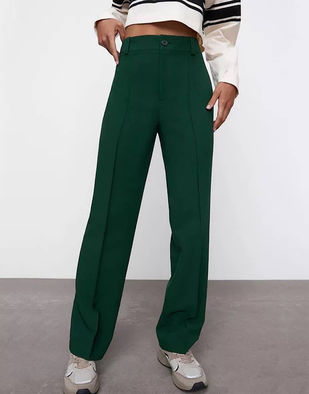 High Waisted Straight Cut Pants