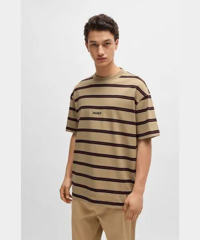 Hugo Cotton-jersey loose-fit T-shirt with horizontal stripes