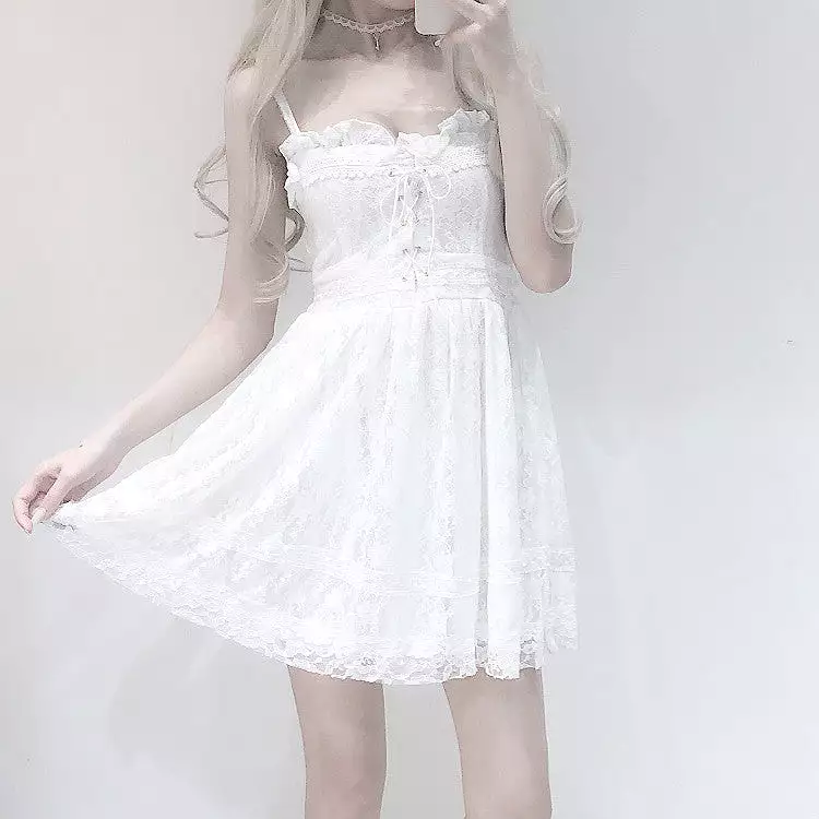 JAPANESE WHITE LACE SLING DRESS BY71043