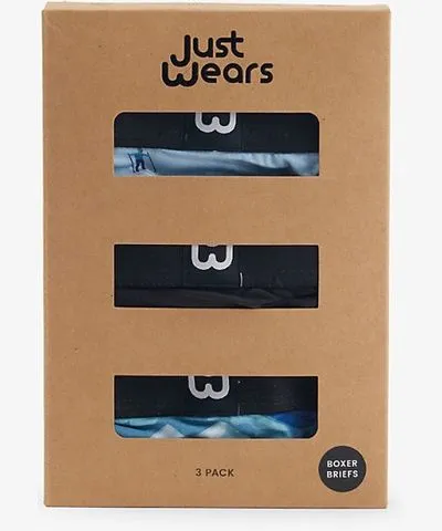 Justwears Mens Winter Wipeout (3 Pack) Pack of three supportive-pouch stretch-jersey boxers