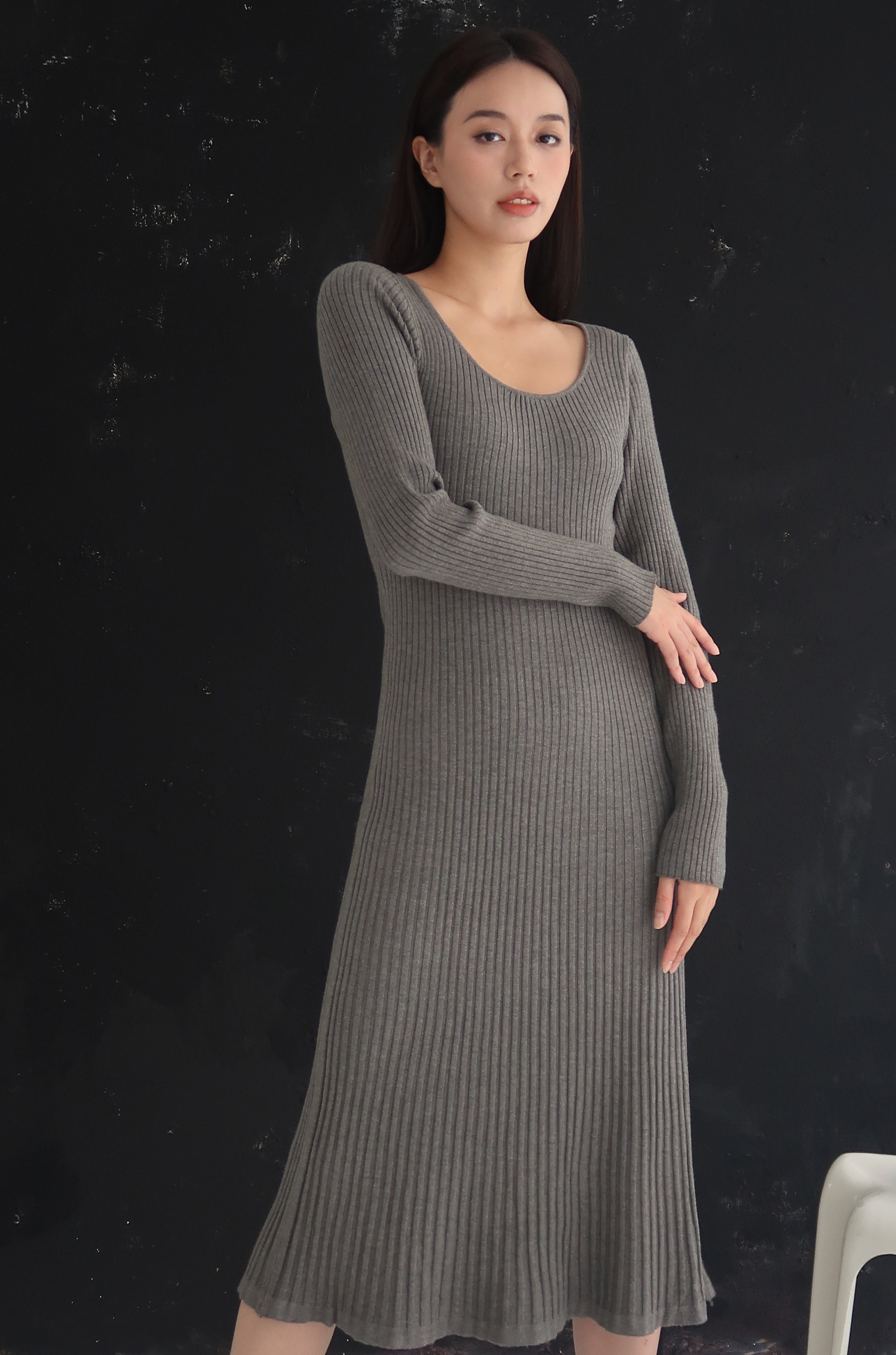 Leave it to me V neck knit dress